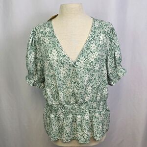 Coco & Shay Women's Floral Smocked Peplum Blouse 3XL NWOT